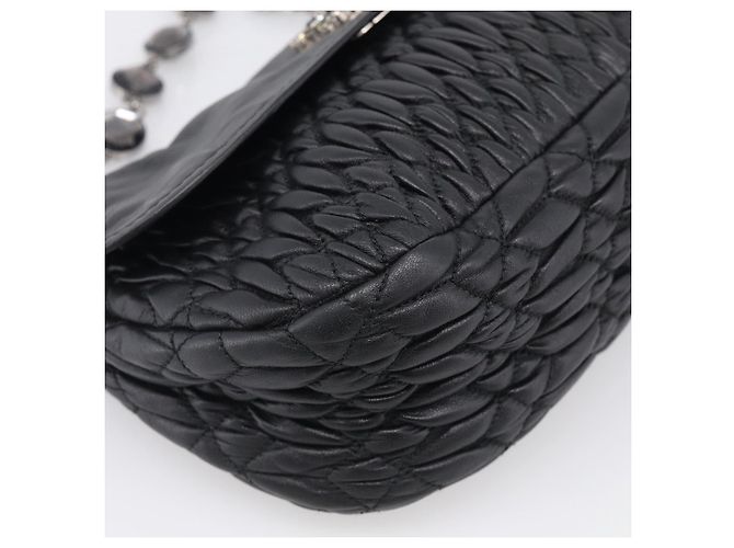 Miu Miu Sac à épaule Matelassé avec chaîne en cuir noir argenté - vue 17