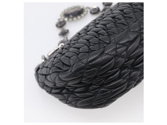 Miu Miu Sac à épaule Matelassé avec chaîne en cuir noir argenté - vue 19