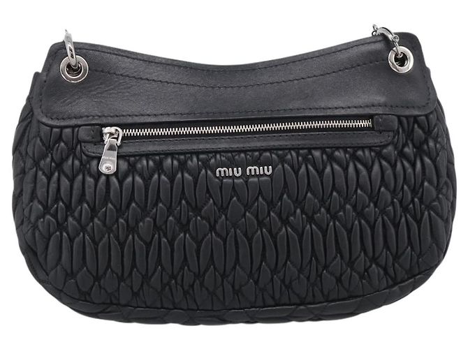 Miu Miu Sac à épaule Matelassé avec chaîne en cuir noir argenté - vue 2