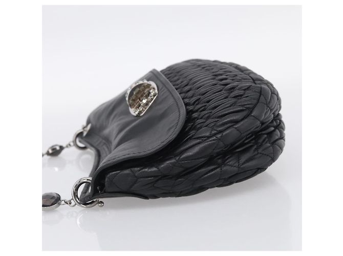Miu Miu Sac à épaule Matelassé avec chaîne en cuir noir argenté - vue 3