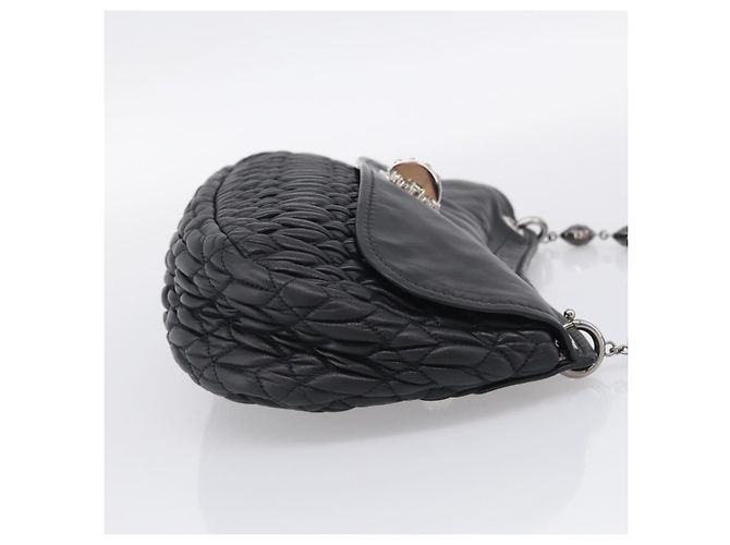 Miu Miu Sac à épaule Matelassé avec chaîne en cuir noir argenté - vue 4