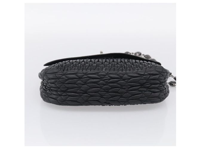 Miu Miu Sac à épaule Matelassé avec chaîne en cuir noir argenté - vue 5