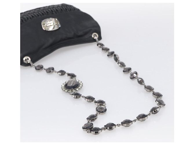 Miu Miu Sac à épaule Matelassé avec chaîne en cuir noir argenté - vue 7
