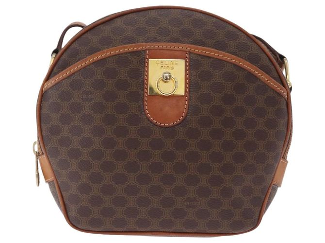 Céline CELINE Macadam Canvas Shoulder Bag PVC Leather Brown Gold - vista 13