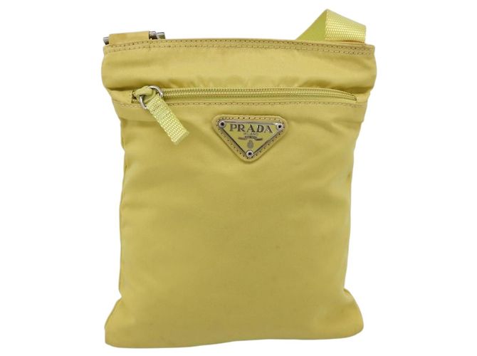 PRADA Schultertasche Nylon Gelb Silber - Ansicht 13