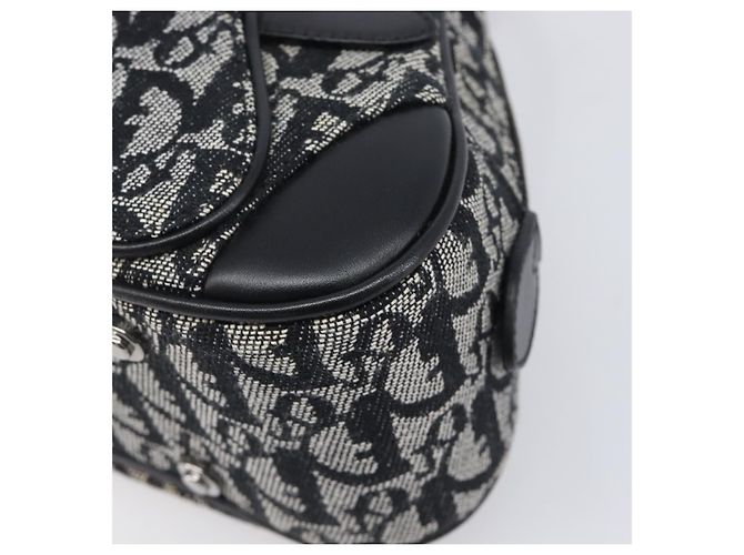 Christian Dior Trotter Canvas Double Saddle Hand Bag Black Silver - Ansicht 10