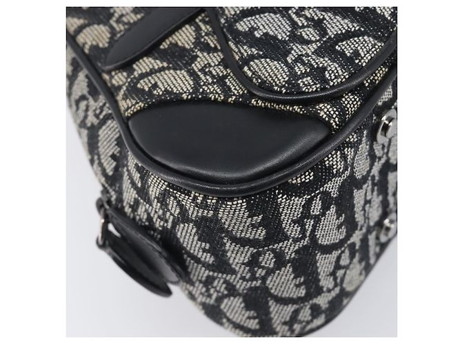Christian Dior Trotter Canvas Double Saddle Hand Bag Black Silver - Ansicht 11