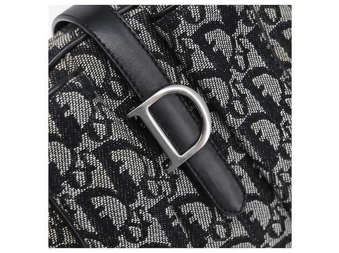 Christian Dior Trotter Canvas Double Saddle Hand Bag Black Silver - Ansicht 16