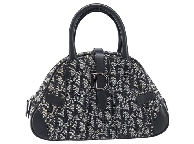 Christian Dior Trotter Canvas Double Saddle Hand Bag Black Silver - Ansicht 2