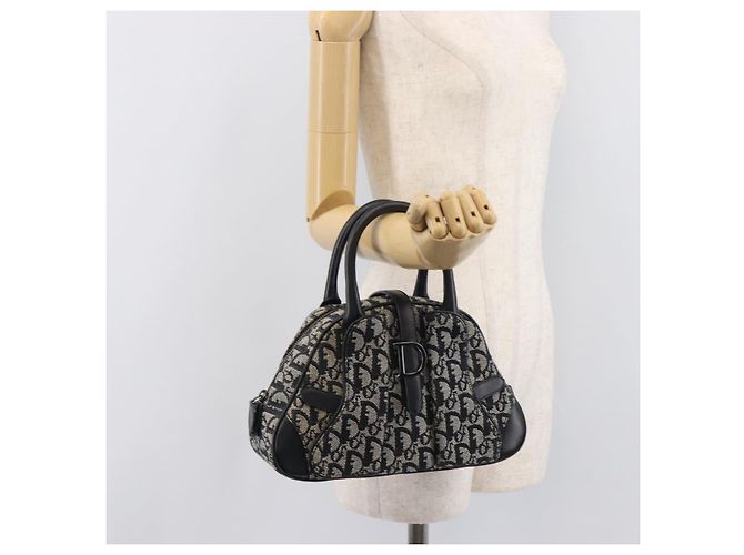 Christian Dior Trotter Canvas Double Saddle Hand Bag Black Silver - Ansicht 26