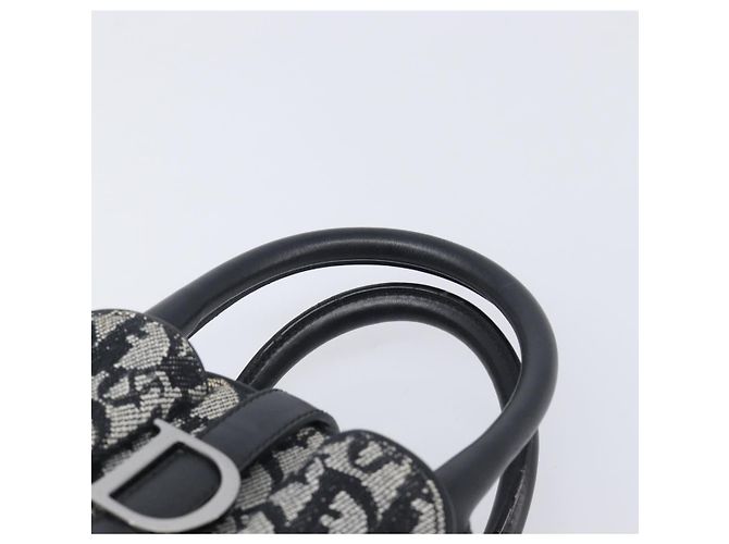 Christian Dior Trotter Canvas Double Saddle Hand Bag Black Silver - Ansicht 8
