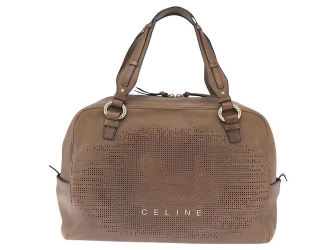 Céline CELINE Bolsa de mão em couro bege tom dourado - vista 2
