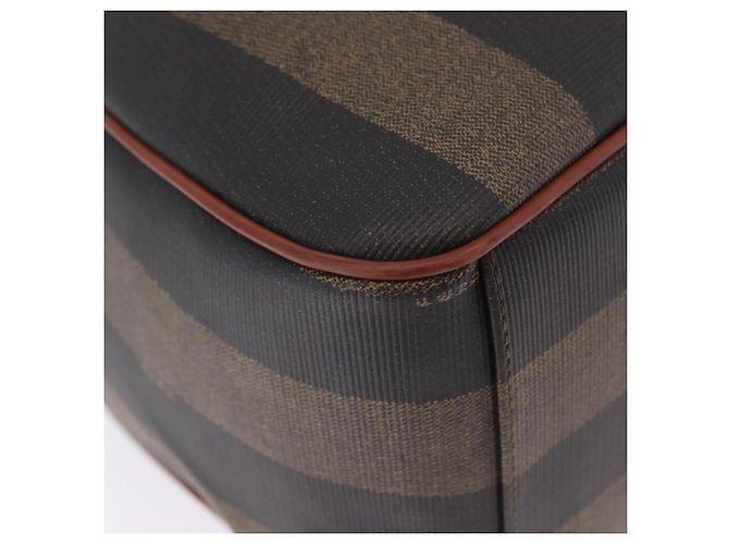 FENDI Pequin Canvas Shoulder Bag PVC Black Brown - view 10