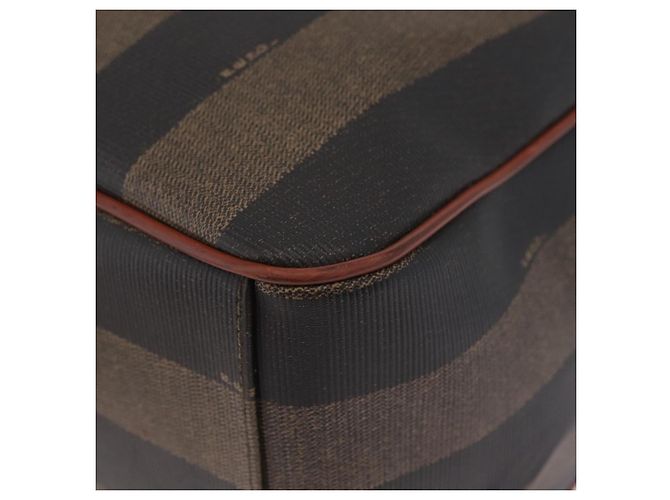 FENDI Pequin Canvas Shoulder Bag PVC Black Brown - view 16