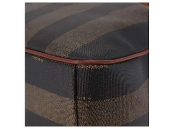 FENDI Pequin Canvas Shoulder Bag PVC Black Brown - view 18