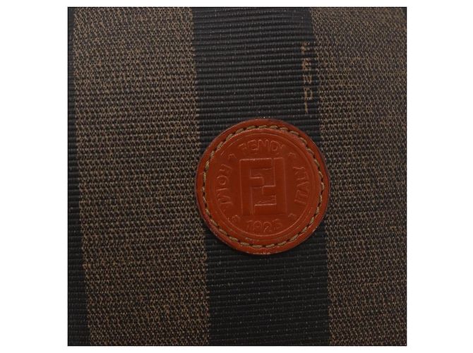 FENDI Pequin Canvas Shoulder Bag PVC Black Brown - view 19