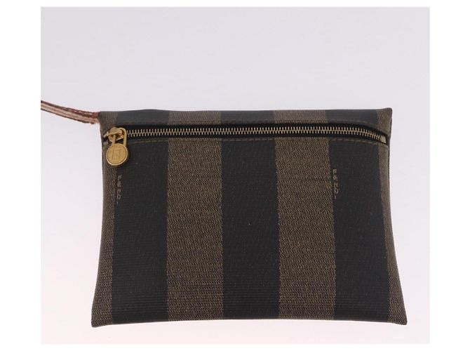 FENDI Pequin Canvas Shoulder Bag PVC Black Brown - view 24