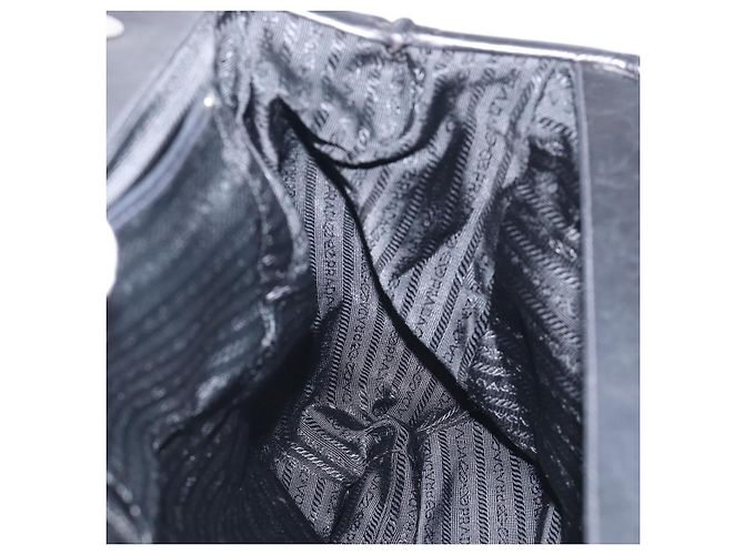 PRADA Vitellolux Tote Bag Leather Black Silver - vista 18