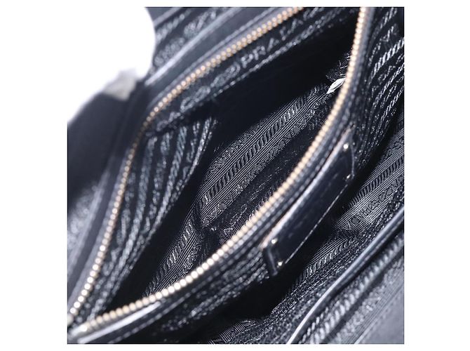 PRADA Vitellolux Tote Bag Leather Black Silver - vista 21