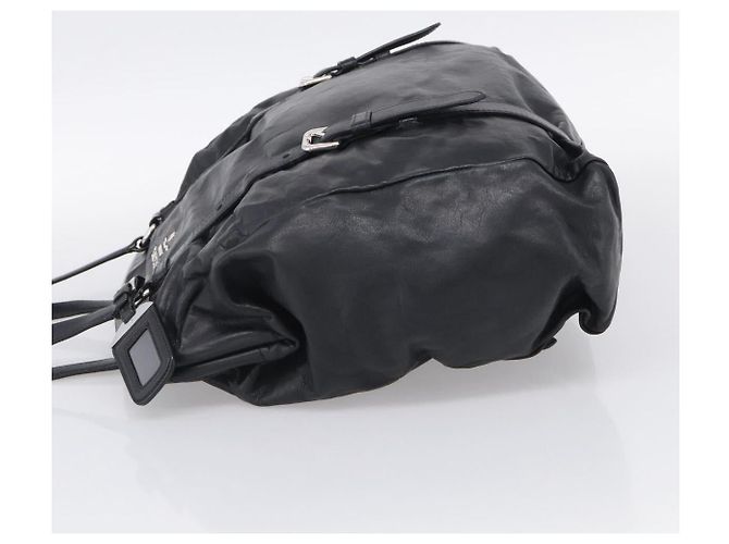 PRADA Vitellolux Tote Bag Leather Black Silver - vista 4