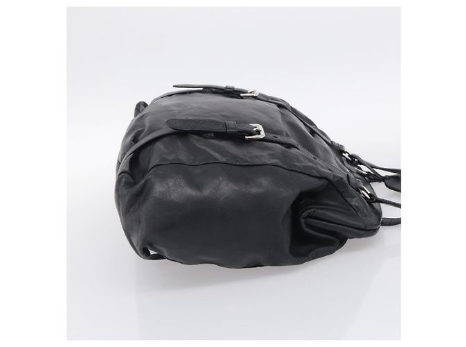PRADA Vitellolux Tote Bag Leather Black Silver - vista 5
