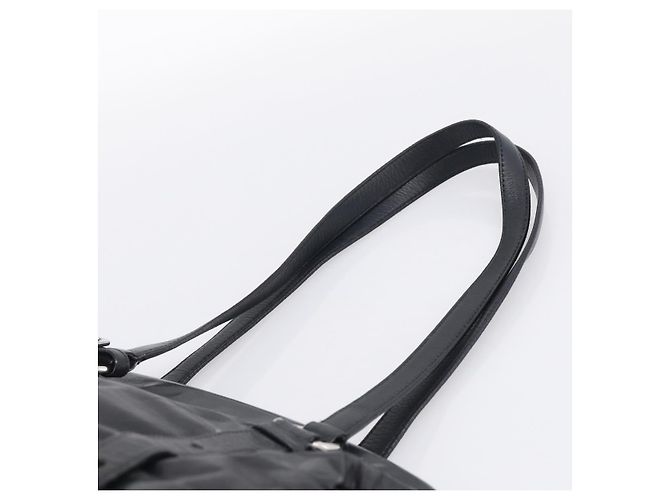 PRADA Vitellolux Tote Bag Leather Black Silver - vista 8