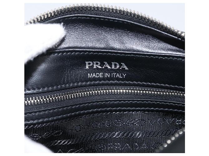 PRADA Shoulder Bag Leather Black Silver - vista 16