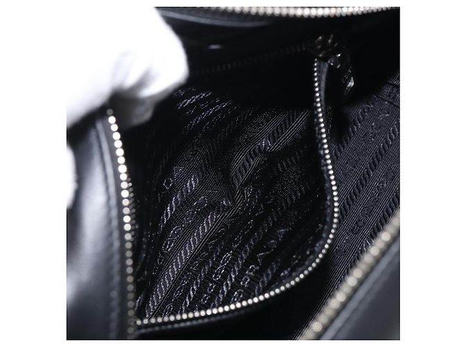 PRADA Shoulder Bag Leather Black Silver - vista 21