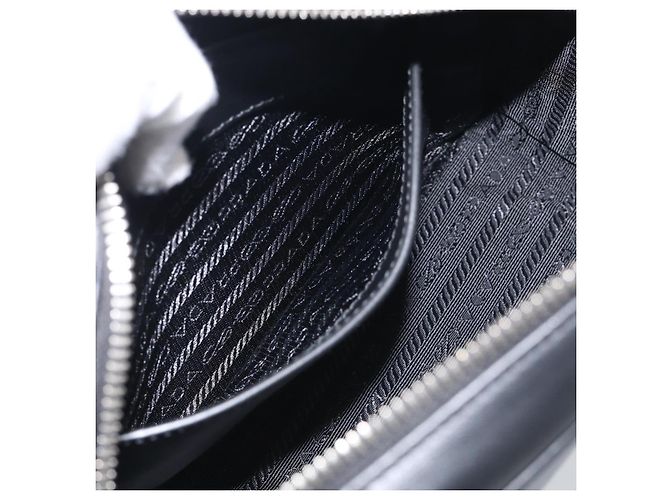 PRADA Shoulder Bag Leather Black Silver - vista 22