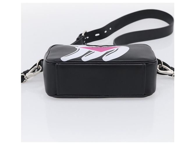 PRADA Shoulder Bag Leather Black Silver - vista 9