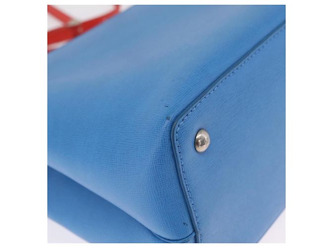 FENDI Petite 2Jours Hand Bag Leather 2way Blue Silver 8BH253 - vista 18