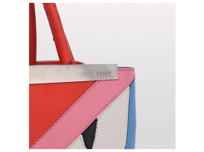 FENDI Petite 2Jours Hand Bag Leather 2way Blue Silver 8BH253 - vista 20