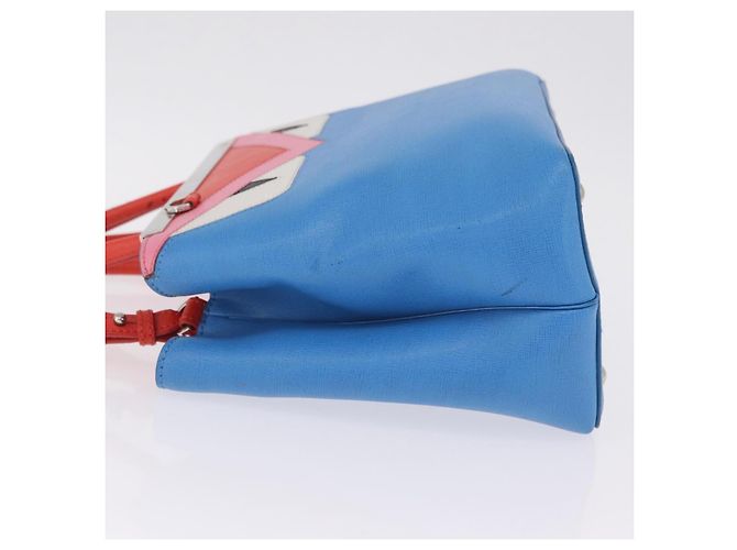 FENDI Petite 2Jours Hand Bag Leather 2way Blue Silver 8BH253 - vista 4