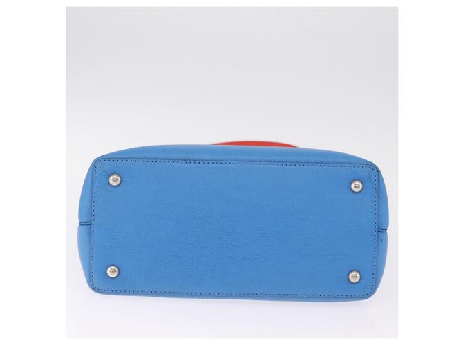 FENDI Petite 2Jours Hand Bag Leather 2way Blue Silver 8BH253 - vista 5