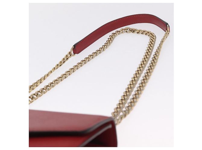 PRADA Chain Shoulder Bag Safiano leather Red Gold - vista 14