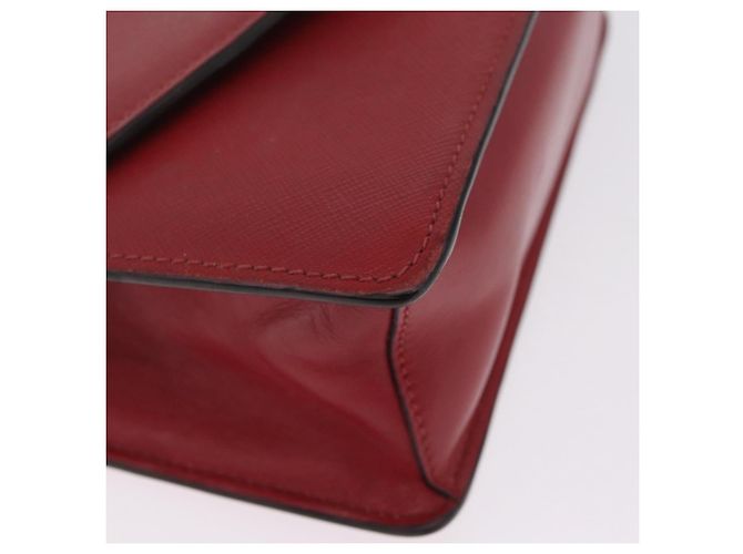 PRADA Chain Shoulder Bag Safiano leather Red Gold - vista 15