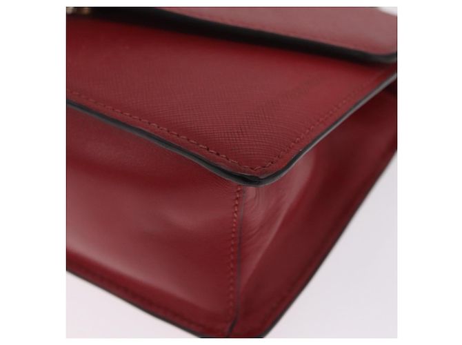 PRADA Chain Shoulder Bag Safiano leather Red Gold - vista 16