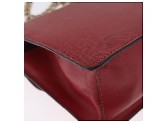 PRADA Chain Shoulder Bag Safiano leather Red Gold - vista 17