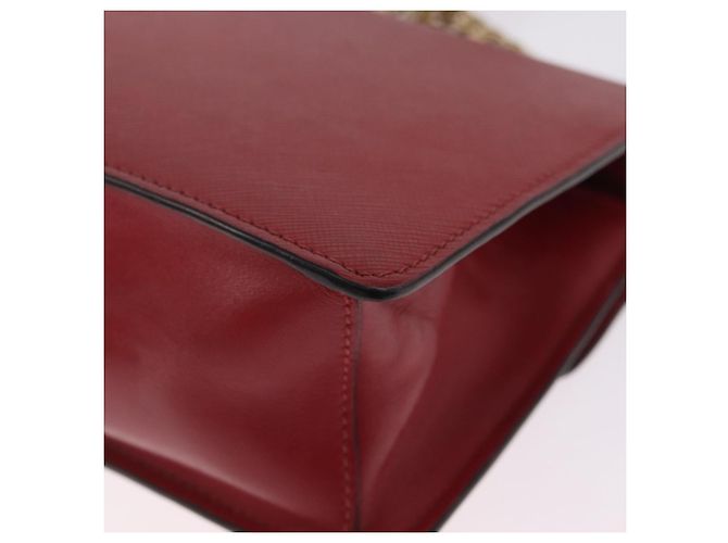 PRADA Chain Shoulder Bag Safiano leather Red Gold - vista 18