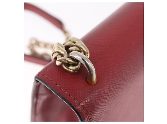 PRADA Chain Shoulder Bag Safiano leather Red Gold - vista 20