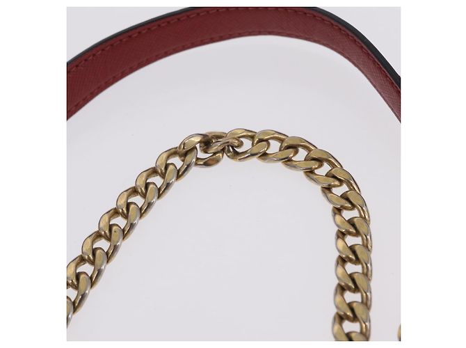 PRADA Chain Shoulder Bag Safiano leather Red Gold - vista 8