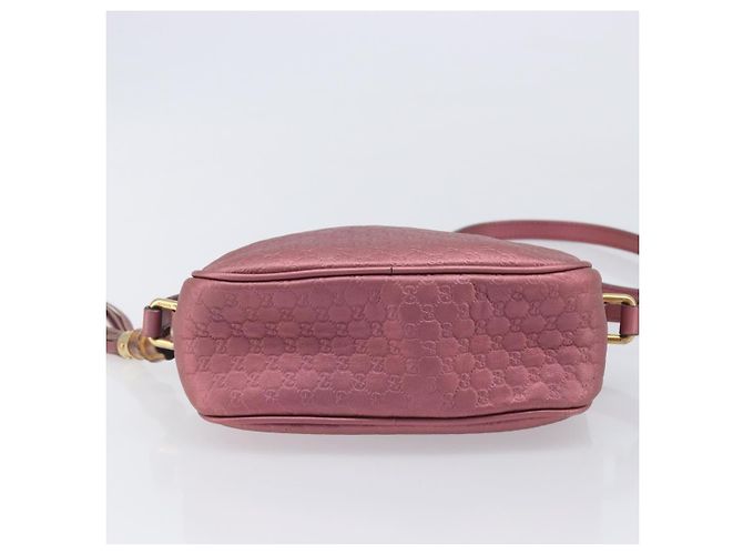 GUCCI Sac Bamboo en toile Micro GG Guccissima Cuir Rose 309538 - vue 11