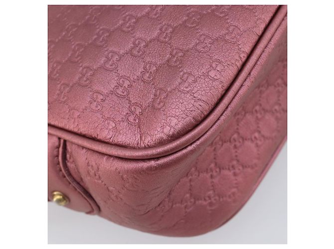 GUCCI Sac Bamboo en toile Micro GG Guccissima Cuir Rose 309538 - vue 13