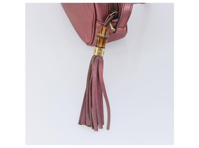 GUCCI Sac Bamboo en toile Micro GG Guccissima Cuir Rose 309538 - vue 16