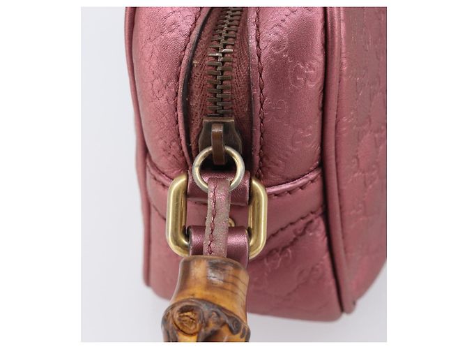 GUCCI Sac Bamboo en toile Micro GG Guccissima Cuir Rose 309538 - vue 17
