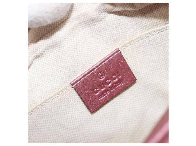 GUCCI Sac Bamboo en toile Micro GG Guccissima Cuir Rose 309538 - vue 18