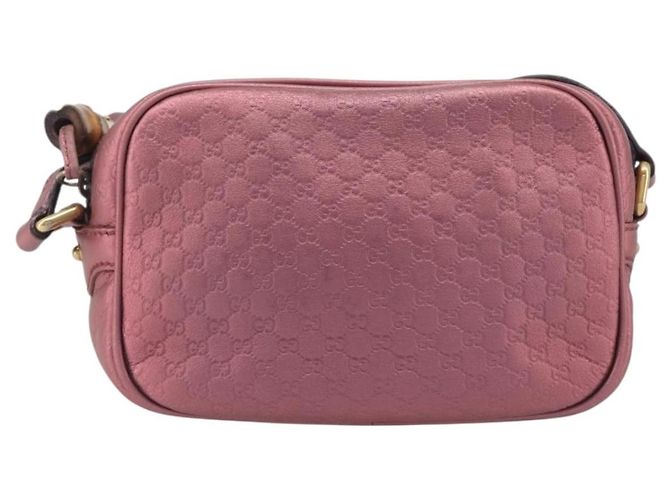 GUCCI Sac Bamboo en toile Micro GG Guccissima Cuir Rose 309538 - vue 2