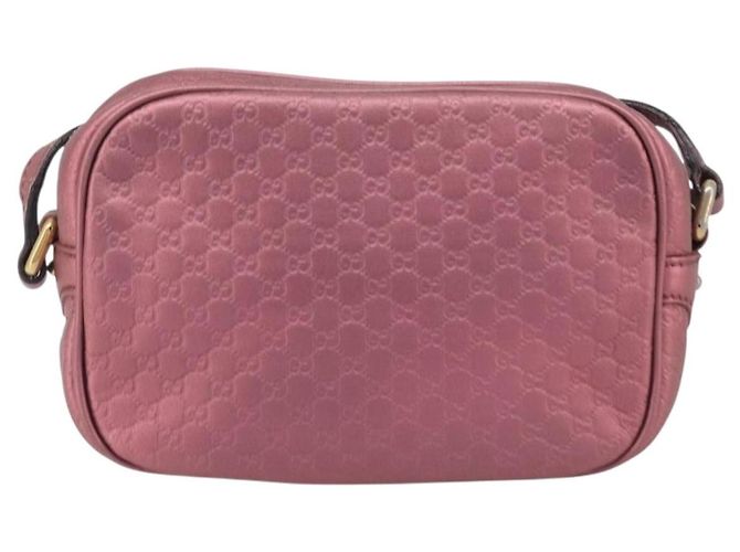 GUCCI Sac Bamboo en toile Micro GG Guccissima Cuir Rose 309538 - vue 3