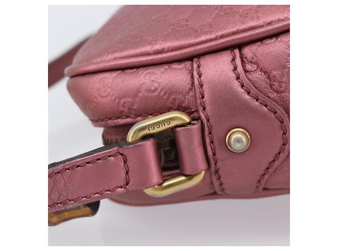 GUCCI Sac Bamboo en toile Micro GG Guccissima Cuir Rose 309538 - vue 6