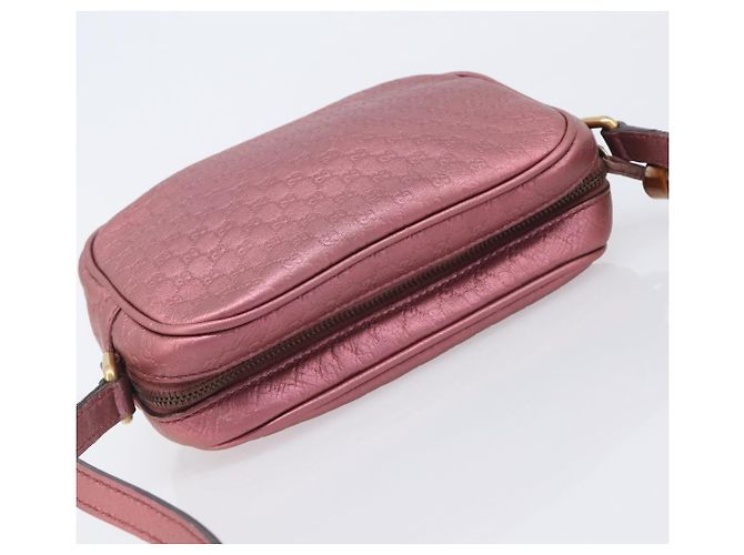 GUCCI Sac Bamboo en toile Micro GG Guccissima Cuir Rose 309538 - vue 7